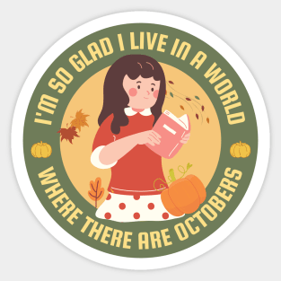 Anne of green gables book quote with October and fall theme Sticker